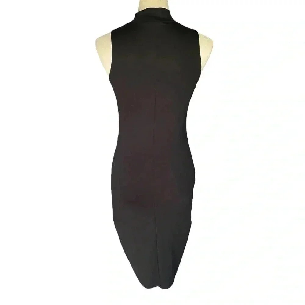 Zara Trafaluc Cutout Stretch Sleeveless Turtleneck Midi Black Dress Women Size M - Picture 4 of 6